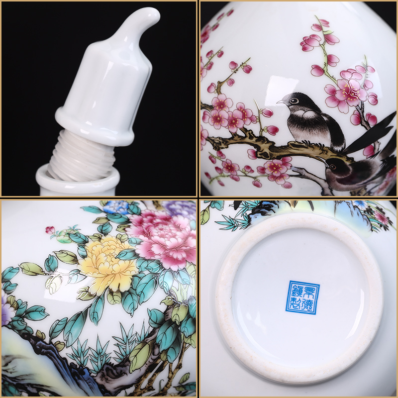 Jingdezhen ceramic wine jar 10 jins to antique bottle gourd bottle is empty home wine pot cylinder seal the cap