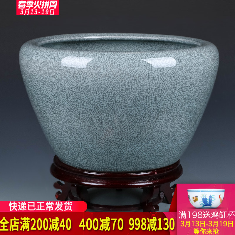 Jingdezhen ceramic aquarium restoring ancient ways is archaize turtle cylinder basin of water lily lotus goldfish bowl lotus cylinder extra large