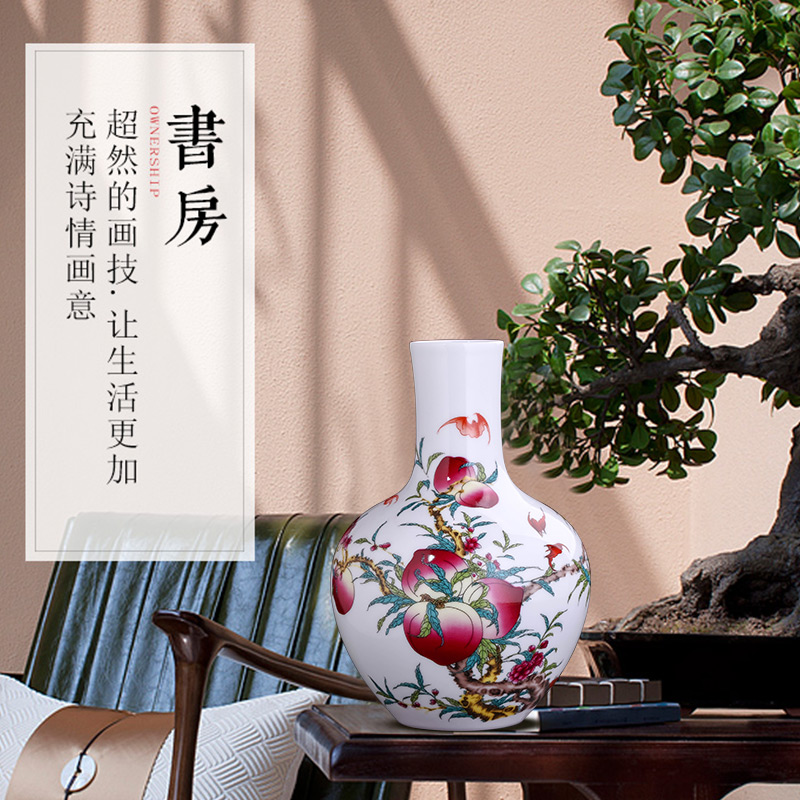 Jingdezhen ceramics live figure vase home furnishing articles flower arranging Chinese style living room TV cabinet handicraft