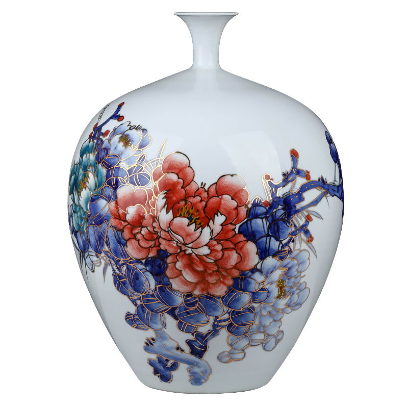 Jingdezhen ceramics by hand the see colour blue and white porcelain vase large new Chinese style living room TV ark, furnishing articles