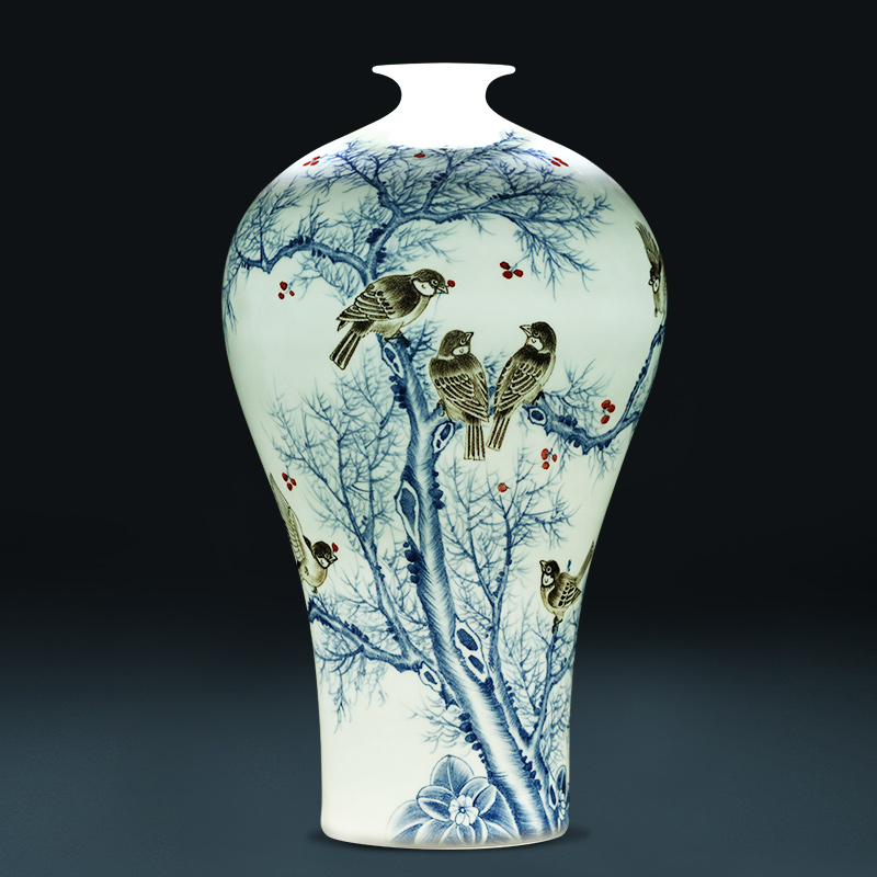 Jingdezhen ceramics famous hand - made thin foetus vases, flower arrangement of Chinese style household adornment handicraft furnishing articles sitting room