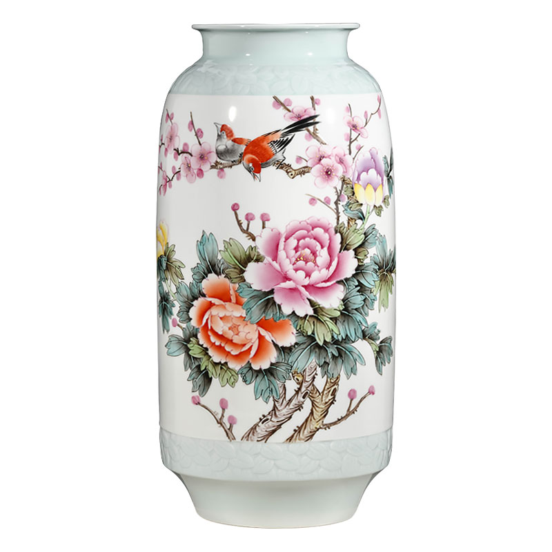 Jingdezhen ceramics hand - made enamel vase flower arranging high - grade Chinese style living room porch TV ark adornment furnishing articles