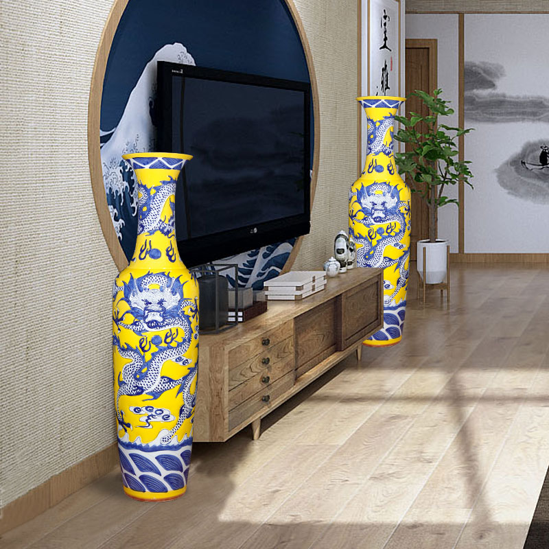 Jingdezhen ceramics hand - made dragon large vases, home decoration villa, the opened the feel of the hotel lobby