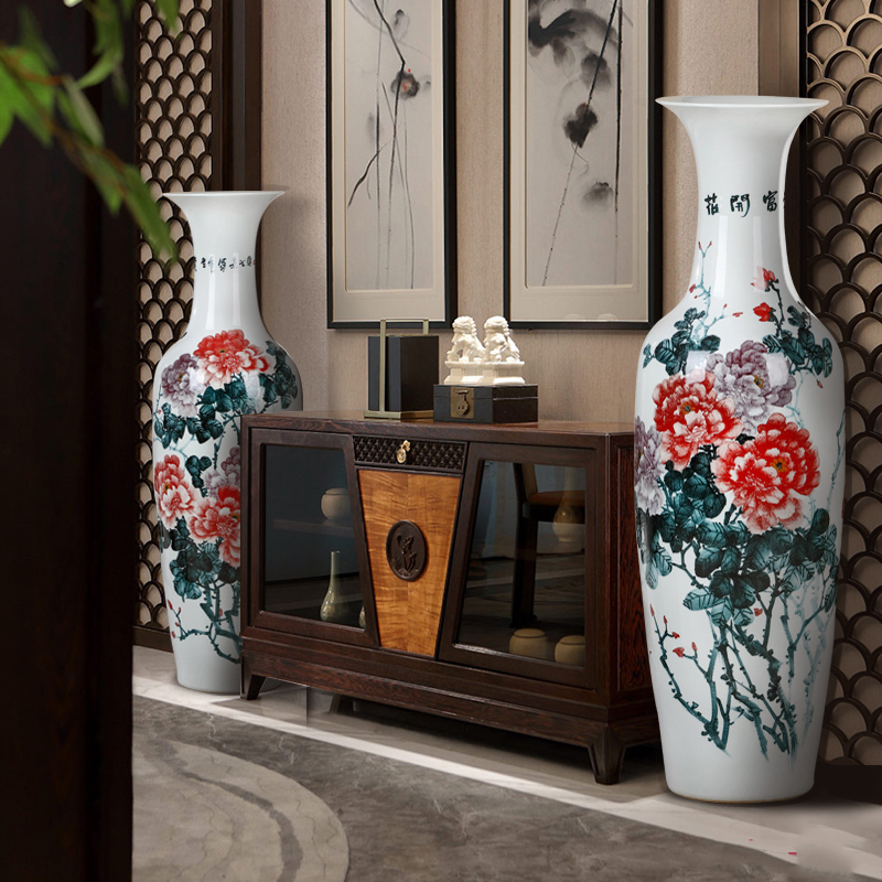 Jingdezhen ceramics hand - made rich flower of large vases, flower arrangement of Chinese style living room TV cabinet decorative furnishing articles