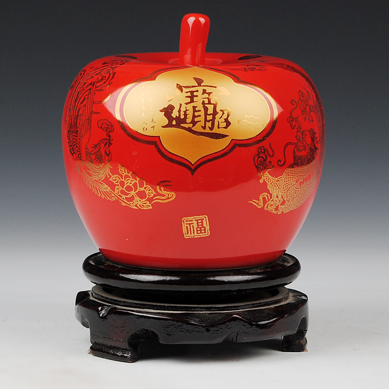 Jingdezhen ceramics China red longfeng maxim apple household adornment handicraft decoration gifts