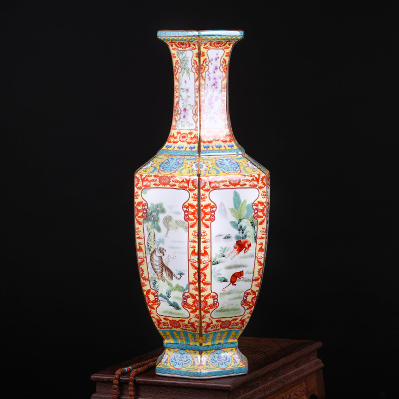 Jingdezhen ceramics imitation qianlong archaize floor big vase furnishing articles classic Chinese style living room porch decoration