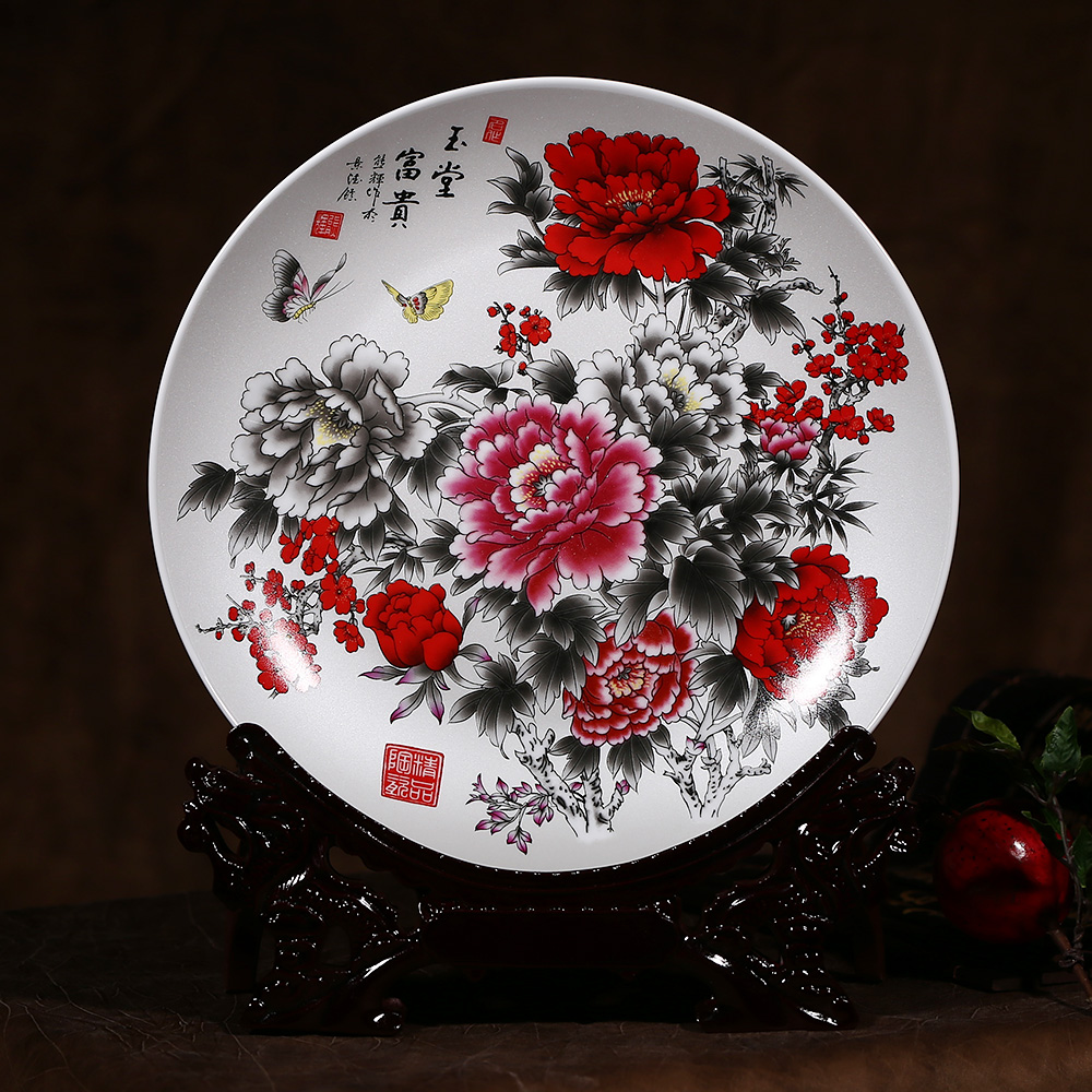 Jingdezhen ceramics CV 18 prosperous hang dish decorative plates home sitting room adornment is placed a wedding gift