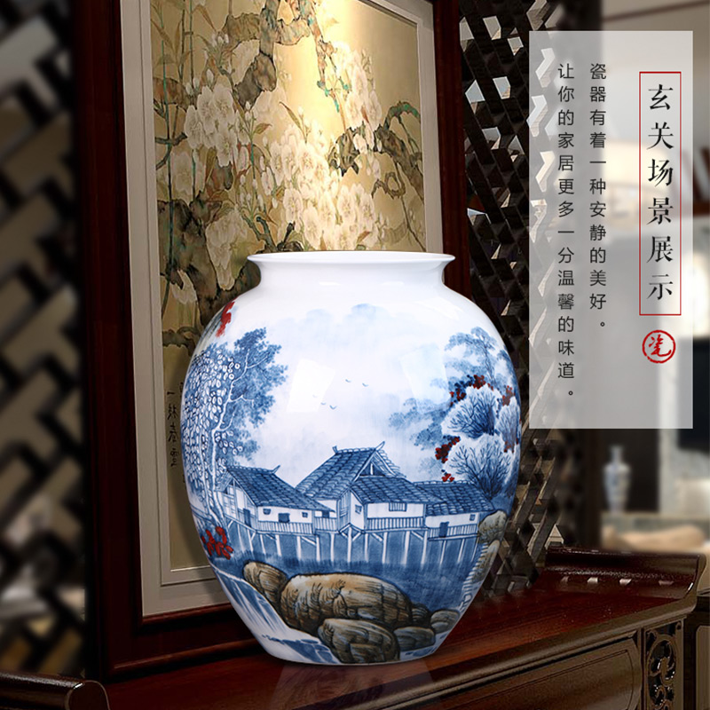 The Master of jingdezhen ceramics hand - made vases, flower arrangement and calligraphy scroll cylinder Chinese style living room a study place