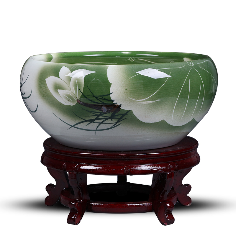 Jingdezhen ceramics craft goldfish bowl the tortoise cylinder shallow water lotus pond lily fish pot pot sitting room furnishing articles