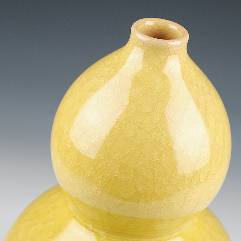 Archaize borneol jingdezhen ceramics up crack glaze yellow bottle gourd vases, sitting room home decoration furnishing articles