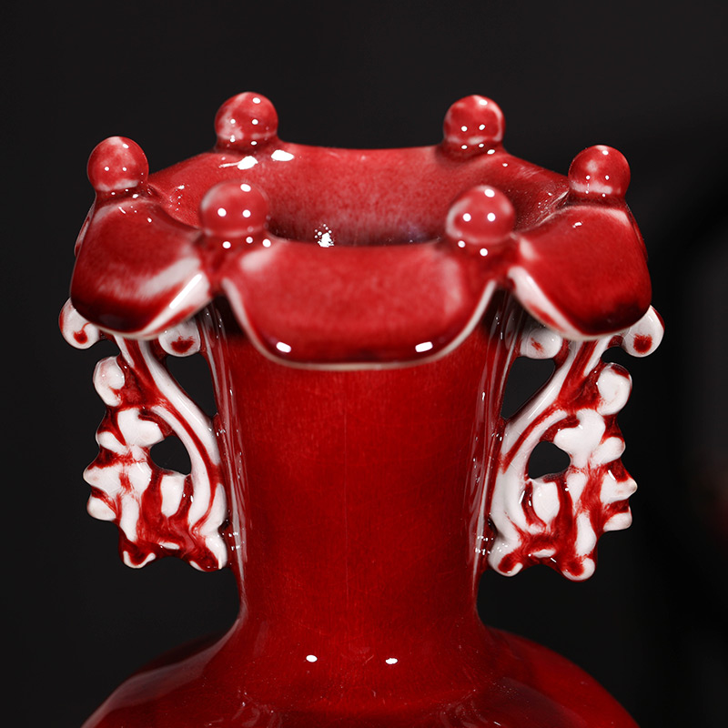 The tripod with two handles all The jun porcelain of jingdezhen ceramics antique vase household decoration decoration ears excessive penetration of The bottles