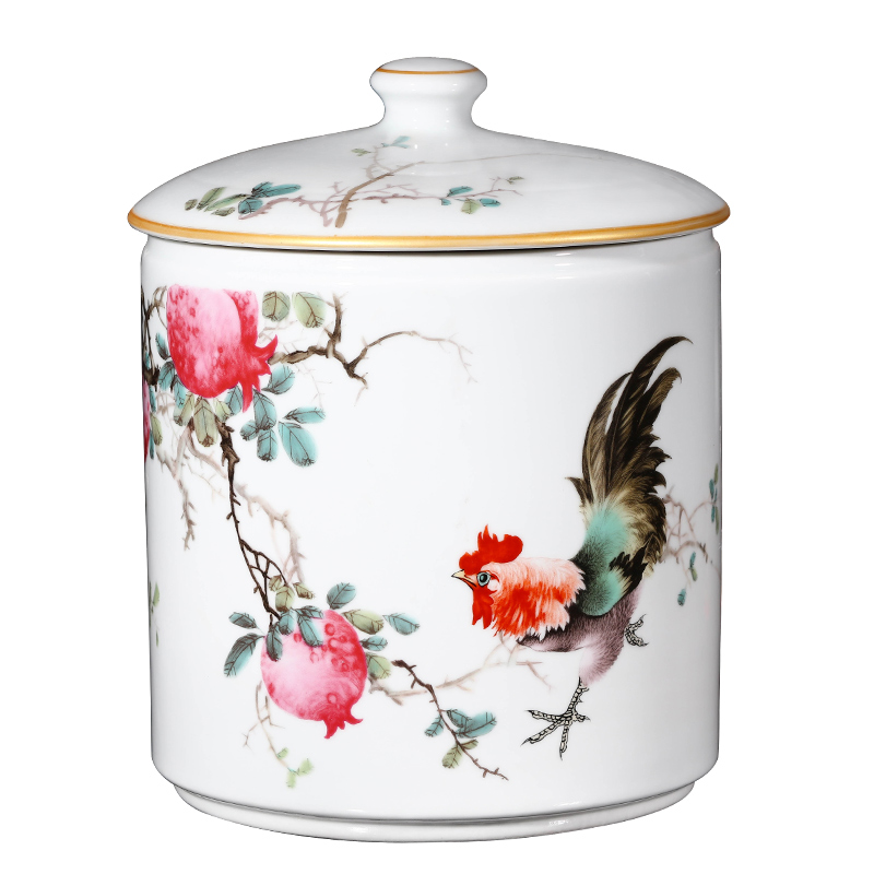 Jingdezhen ceramic tea pot large sealing as cans of puer tea cylinder storage jar sealing of bread receives, the seventh, peulthai the household