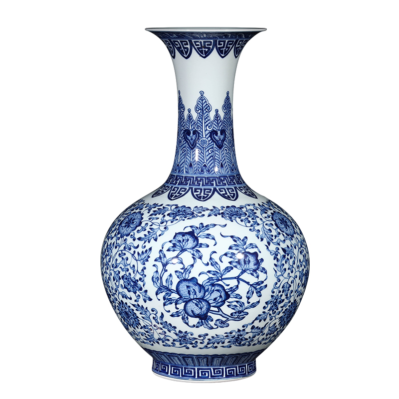 Jingdezhen ceramics imitation qianlong antique Chinese blue and white porcelain vase flower arrangement sitting room porch decoration furnishing articles