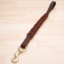 Pet short lead cowhide short lead One step lead Golden retriever German shepherd traction rope Dog chain Pet supplies cowhide rope