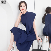 Small dress women can usually wear 2021 new one-shoulder temperament banquet host evening dress skirt party dress