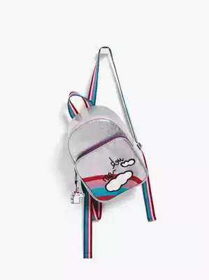 Z new girl rainbow backpack bright powder shoulder waterproof schoolbag shoulder strap adjustable for adults and children