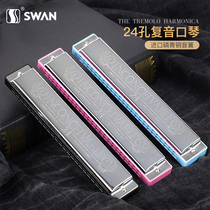 Swan harmonica beginner student 24-hole polyphonic c-tone children adult entry professional self-study toy musical instrument