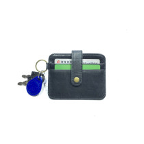 Foreign trade ultra-thin genuine leather small card bag driving license cover retro oil wax cow leather key buckle zero wallet Spring Festival Special