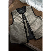Chinese traditional clothing) silver gray corduroy pair-up vest vest vest shoulder shoulder autumn winter cotton cotton old tailor hand