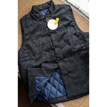 Mens Chinese traditional hand-made pair of cotton vest shoulder 2021 autumn and winter buckle Tang suit