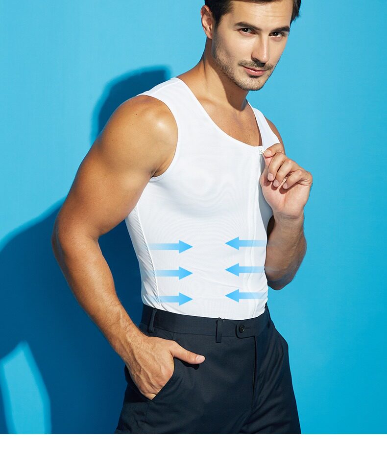 insmanx男士塑身衣拉链款束胸收腹束腰定型塑形背心紧身瘦身内衣