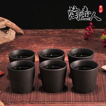 Yixing Purple Sand Gongfu tea set Purple Sand tea cup sketch Tea cup Ceramic cup Zhu Mud anti-mouth straight cup set