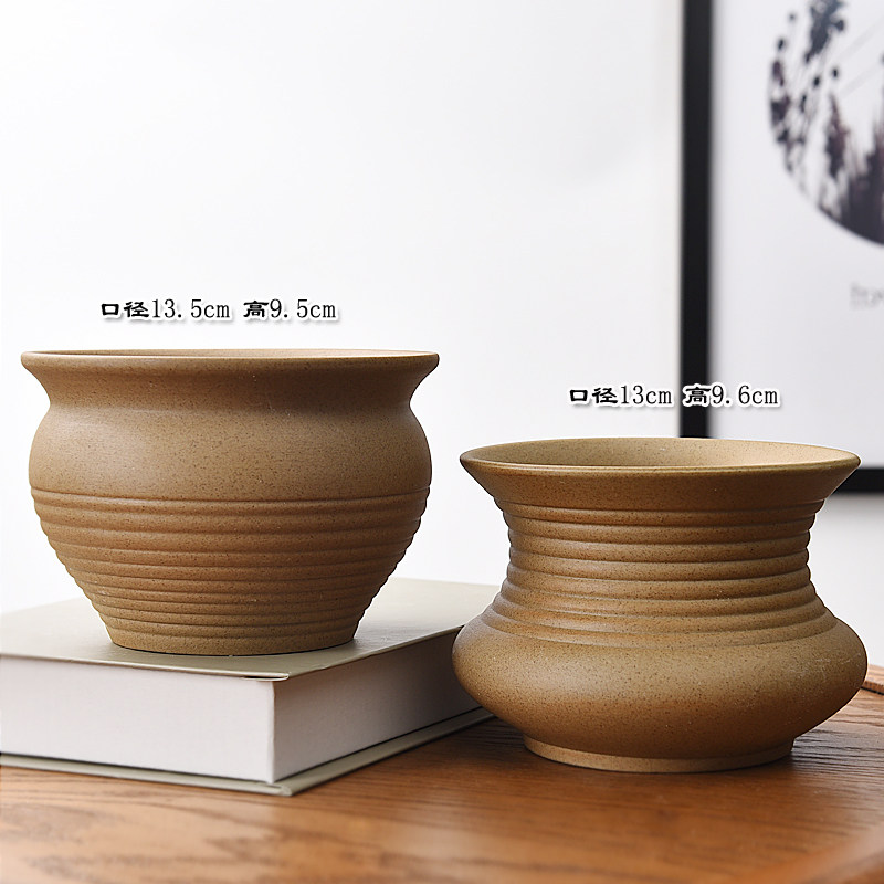 多肉花盆陶瓷小号粗陶透气简约创意迷你拇指盆流釉肉植物控型花盆