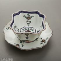Japan imported Kutani-shaki a well-known writer Miura Kozhen hand-painted peony Hua Wang's small bowl