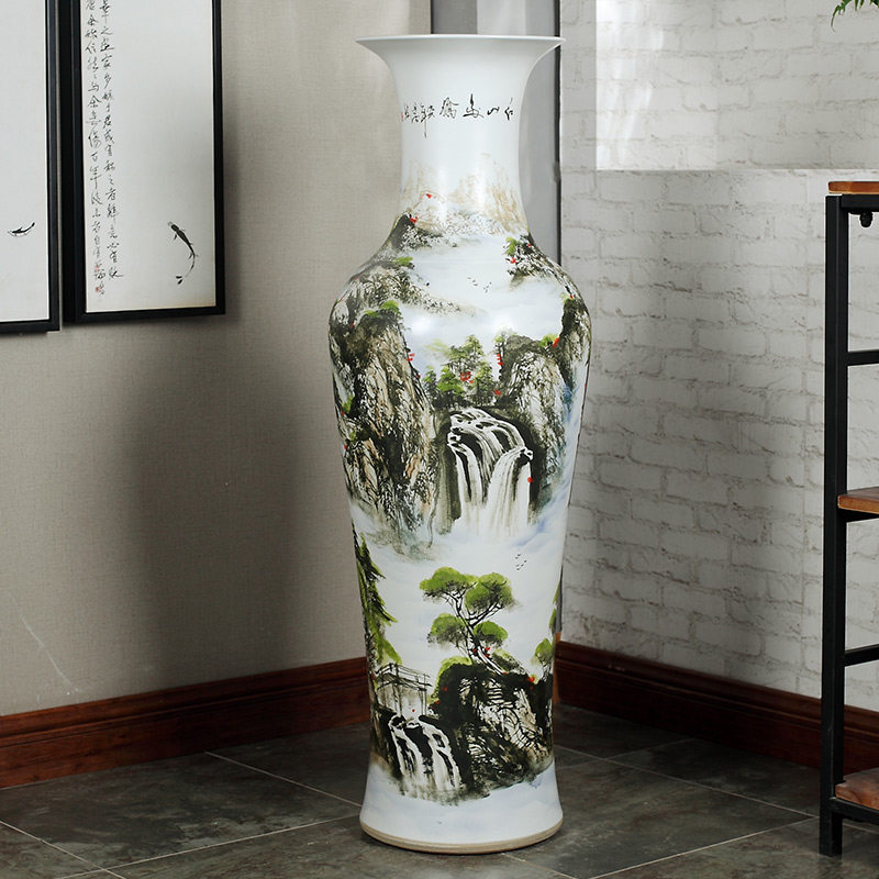 Jingdezhen ceramics of large vases, antique hand - made carving peony hotel opening sitting room adornment is placed