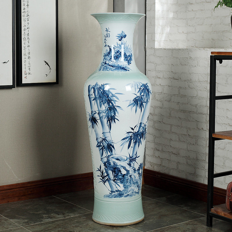 Jingdezhen ceramics of large vases, antique hand - made carving peony hotel opening sitting room adornment is placed