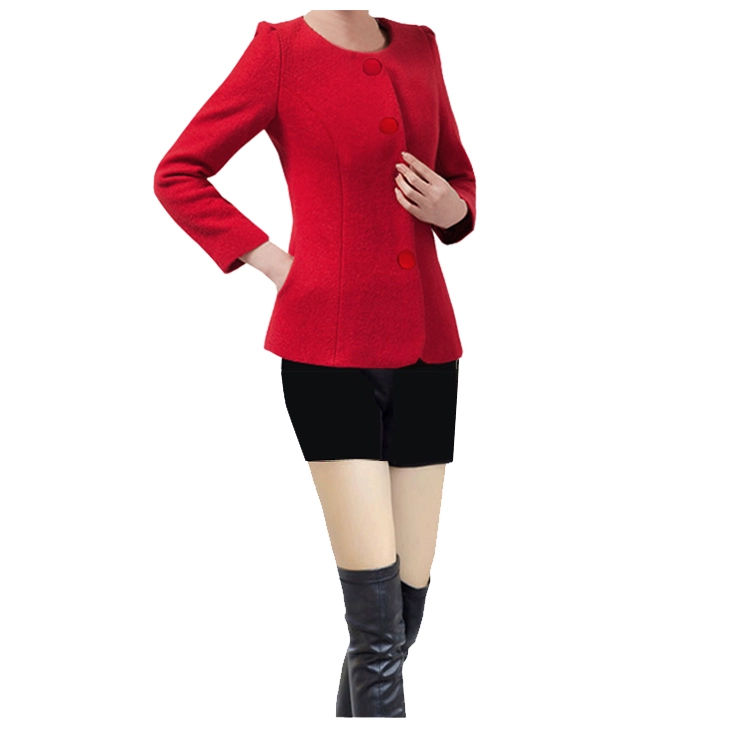 Áo khoác len dáng ngắn mùa thu đông 2021 phong cách mới của phụ nữ hàn quốc len không cổ áo mỏng vừa vặn với áo cánh - Áo khoác ngắn