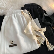 Summer boomers Smiley Face Embroidered Waffag Shorts Men Loose Basketball Sports 50% Pants Trendy Pants