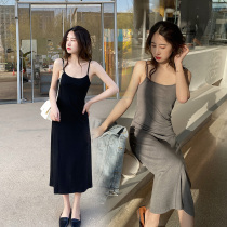 Princess paired with suit harness and dress for womens summer 2021 new small subpure cotton temperamental long dress