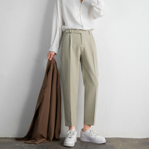 Thin casual ankle-length pants mens summer pants non-iron drape pants elastic waist pop straight suit middle pants