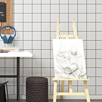 Modern simple black and white small checkered wallpaper non-woven Nordic living room TV line background clothing store wallpaper