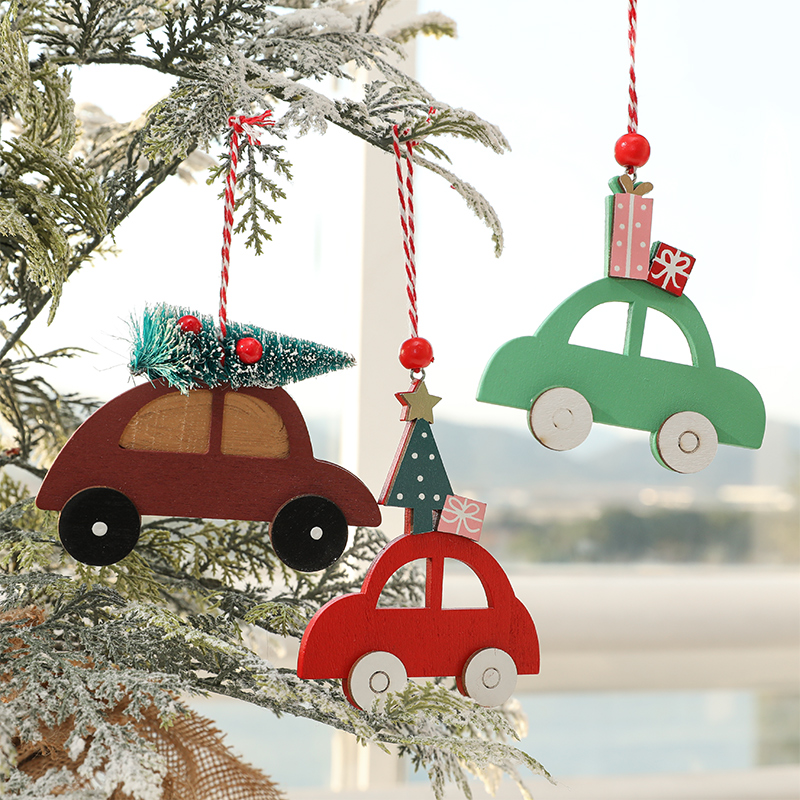 christmas decorations wooden creative pendant christmas elk car ornaments small tree christmas tree pendant christmas