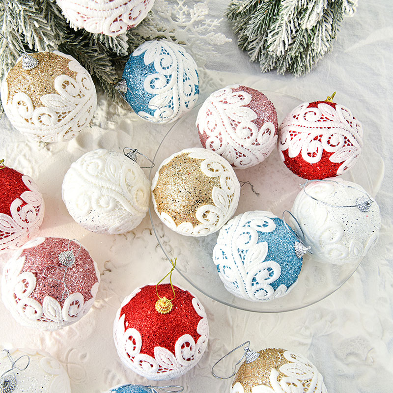 christmas tree pendant christmas ball colored ball sticky pink cloth ball christmas ornaments 8cm hanging ball christmas decorations