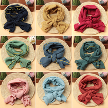 Spring and autumn and winter childrens cotton and linen scarf Baby windproof gauze towel thin men and women baby collar solid color long neck protection