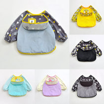 Childrens gown clothes Spring and Autumn Winter long sleeve clothes baby food clothes baby anti-dressing waterproof bib rice pocket apron