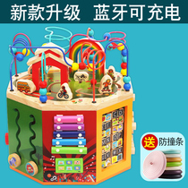 Children childrens toys 1-2-3 years old puzzle force development Male and female baby early education Building blocks string around beads treasure box