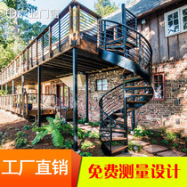 Outdoor rotating staircase outdoor rotary ladder apartment duplex steel wood attic handrail home custom indoor and outdoor whole ladder