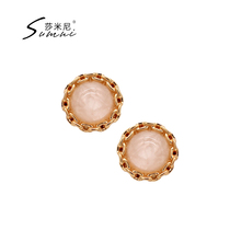 sumni Samini European and American simple style 18K gold gold 925 silver powder earrings fashion earrings stud earrings female