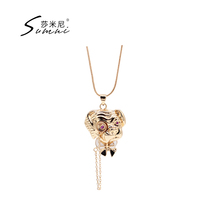 Summer new products enamel drop glazed dog grandpa bronze made of long fur coat chain retro style gold lining necklace woman