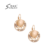 sumni Simini European and American national wind anti-cat eye stone earrings hollow good luck Fashion Earrings Earrings Earrings