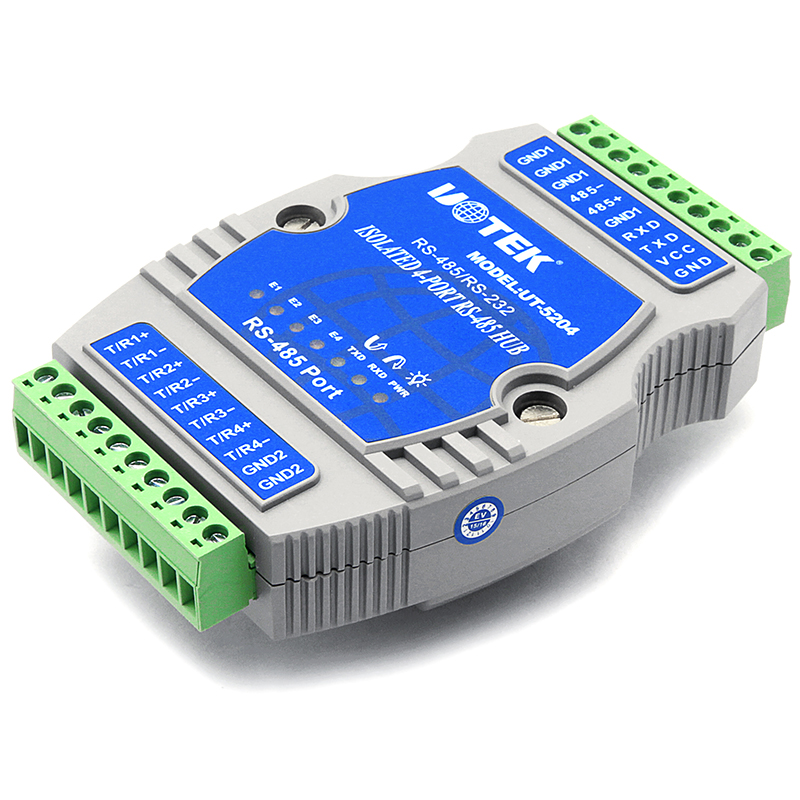 485 hub, 4 ports, industrial grade, with photoelectric isolation, 485 distributor, 1:4 module, yutai ut-5204 lightning protection, 1:4 signal, 485 sharer, 1:4 communication module