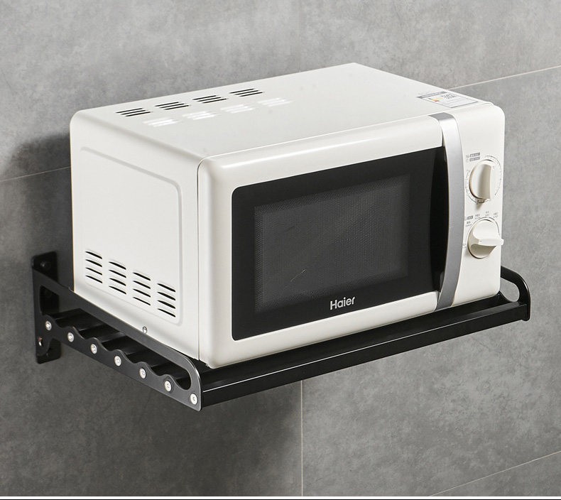 黑色304不锈钢厨房微波炉架置物架电烤箱架子支架托架壁挂式挂架