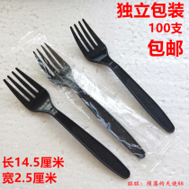 Thickened disposable plastic fork Independent 6 inch Black Fork cake salad fruit fork noodle fork dessert fork