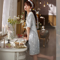 Sleeping skirt women summer cotton short sleeve sexy cute princess style court Japanese kimono summer thin pajamas skirt