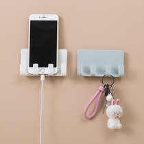 Punch-free wall-mounted mobile phone ipad charging bracket Nordic mobile phone holder wall without trace 4 hook storage rack
