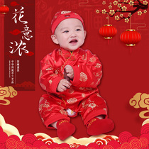 Newborn catch week dress red festive infant summer thin section tide full moon 100 days baby one-year-old Tang dress